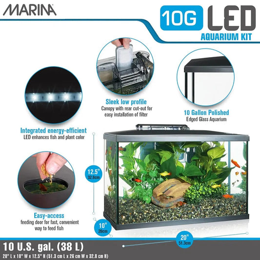 Marina Kit de Acuario 10G con Iluminación Led 38L