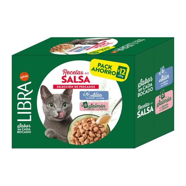 Libra Paté en Salsa de Salmón y Atún Comida Húmeda para Gatos