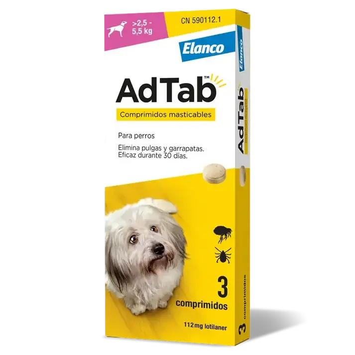 ADTAB 112,25MG COMPRIMIDO MASTICABLE PERRO (>2,5-5,5 KG) 3UDES NUTROFAR, S.L.