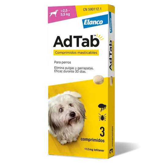 ADTAB 112,25MG COMPRIMIDO MASTICABLE PERRO (>2,5-5,5 KG) 3UDES NUTROFAR, S.L.