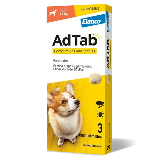 ADTAB 225MG COMPRIMIDO MASTICABLE PERRO (>5,5-11 KG) 3UDES NUTROFAR, S.L.