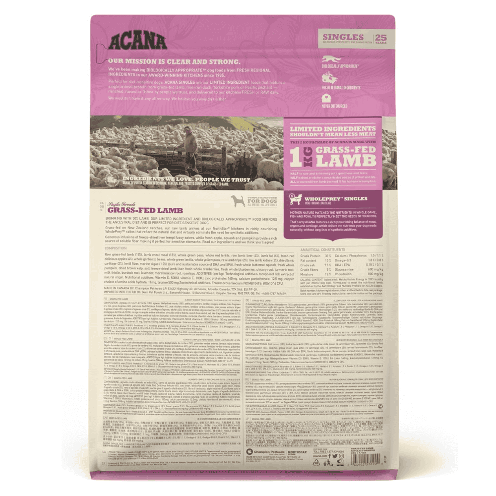 Acana Grass-Fed Lamb Recipe Pienso para Perros al mejor precio -Todoanimal.es