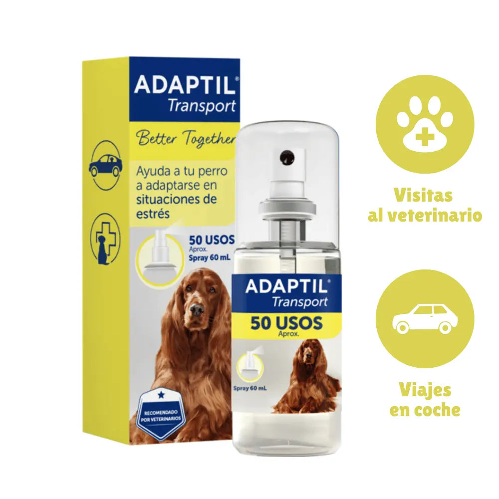 Adaptil Transport Spray Antiestrés para Perros 60 ml - Viajes, Transporte, Veterinario al mejor precio -Todoanimal.es