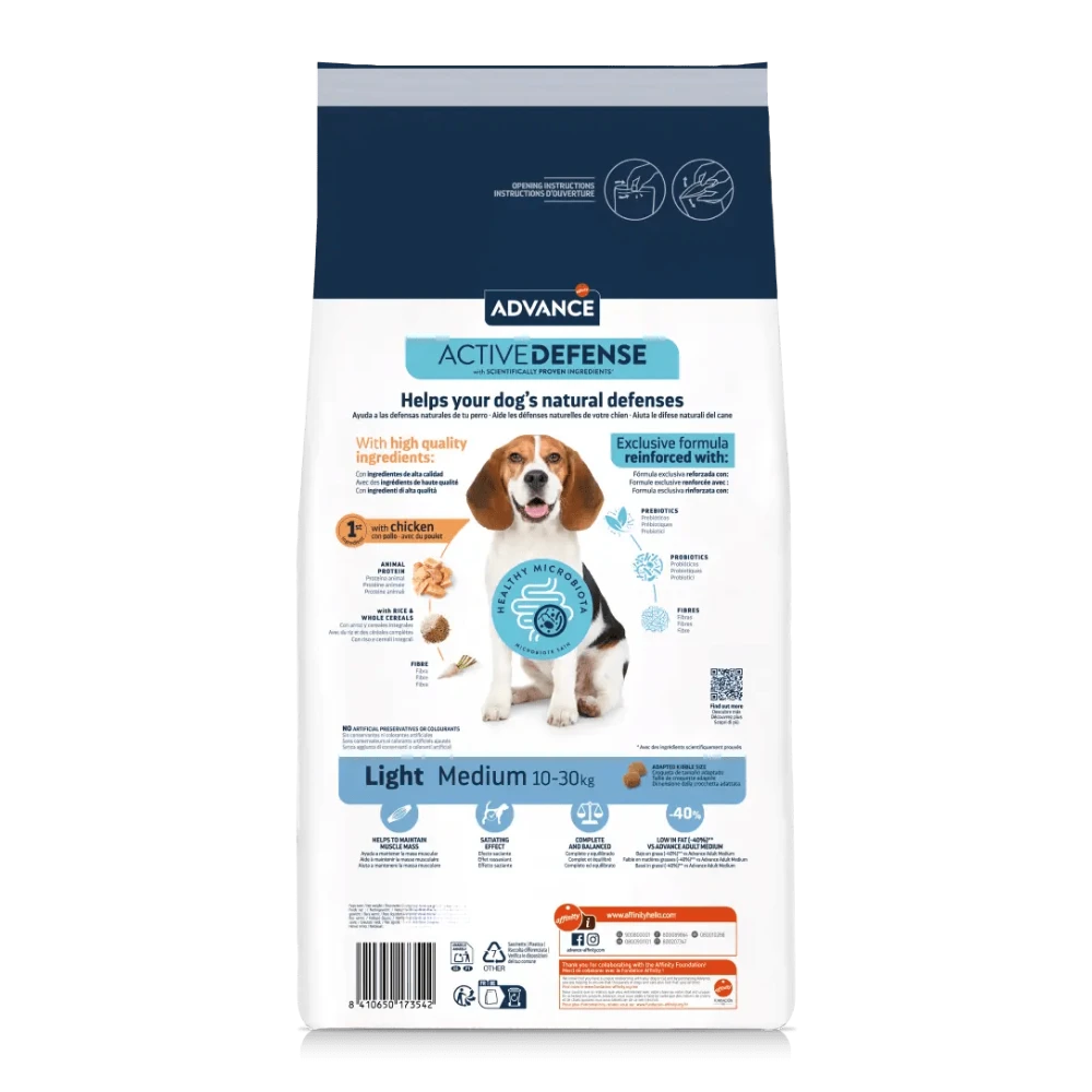 Advance Adult Medium Light Chicken & Rice Pienso de Pollo y Arroz para Perros al mejor precio -Todoanimal.es