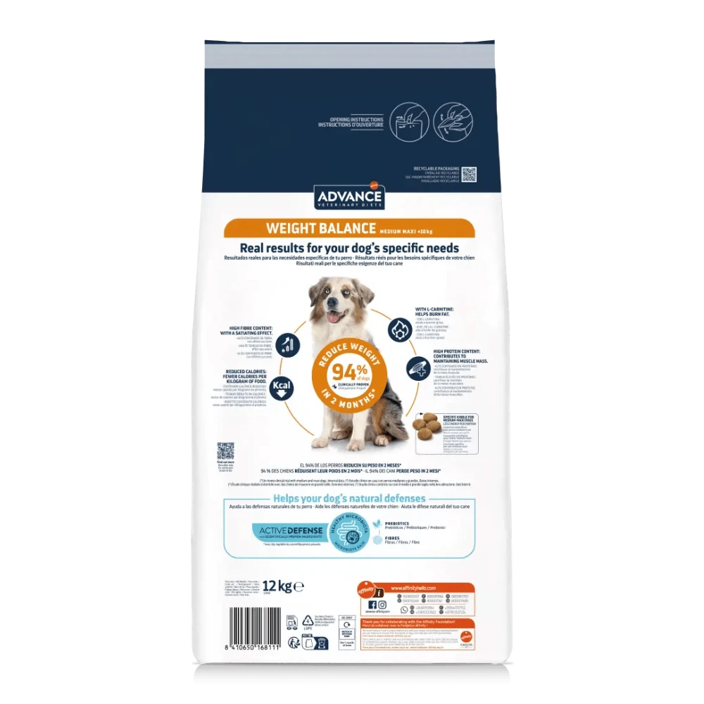 Advance Veterinary Diets Weight Balance Medium Maxi Pienso para Perros al mejor precio -Todoanimal.es