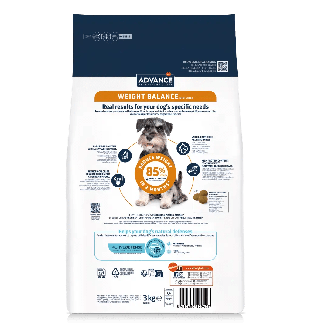 Advance Veterinary Diets Weight Balance Mini Pienso para Perros al mejor precio -Todoanimal.es