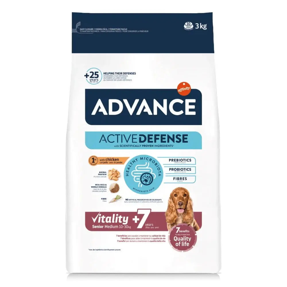 Advance Vitality Senior Medium +7 Pienso con Pollo y Arroz para Perros al mejor precio -Todoanimal.es