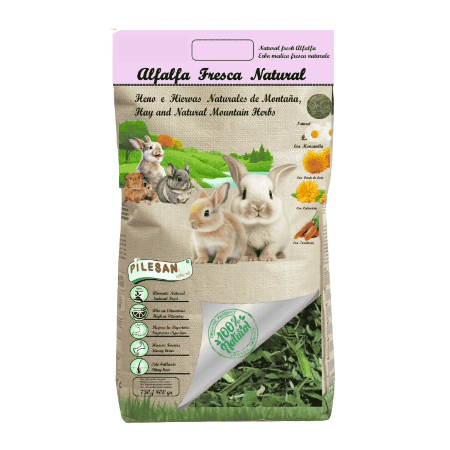 Alfalfa Natural 800gr Pilesan al mejor precio -Todoanimal.es