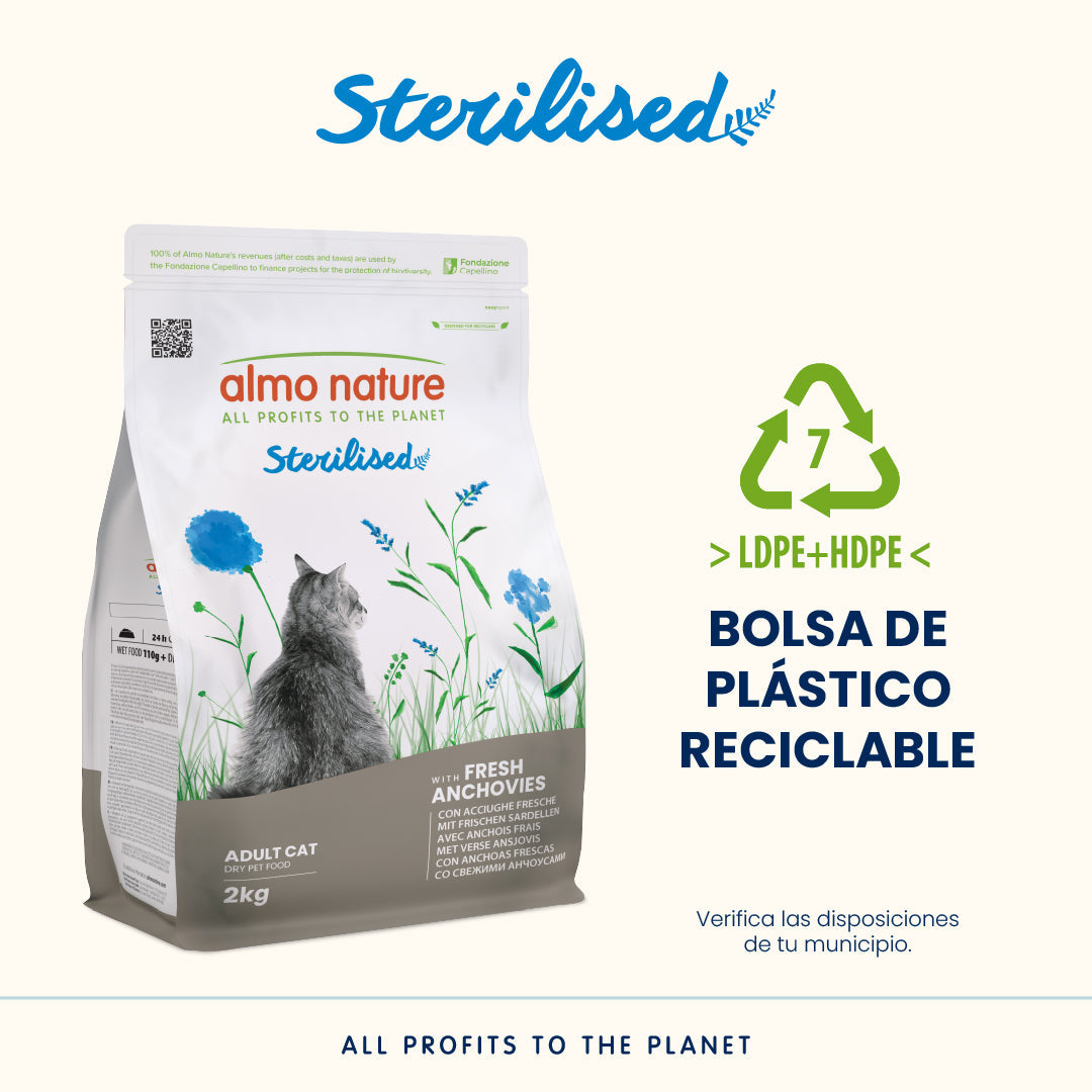 Almo Nature Adult Sterilised Anchoas Frescas Pienso para Gatos al mejor precio -Todoanimal.es