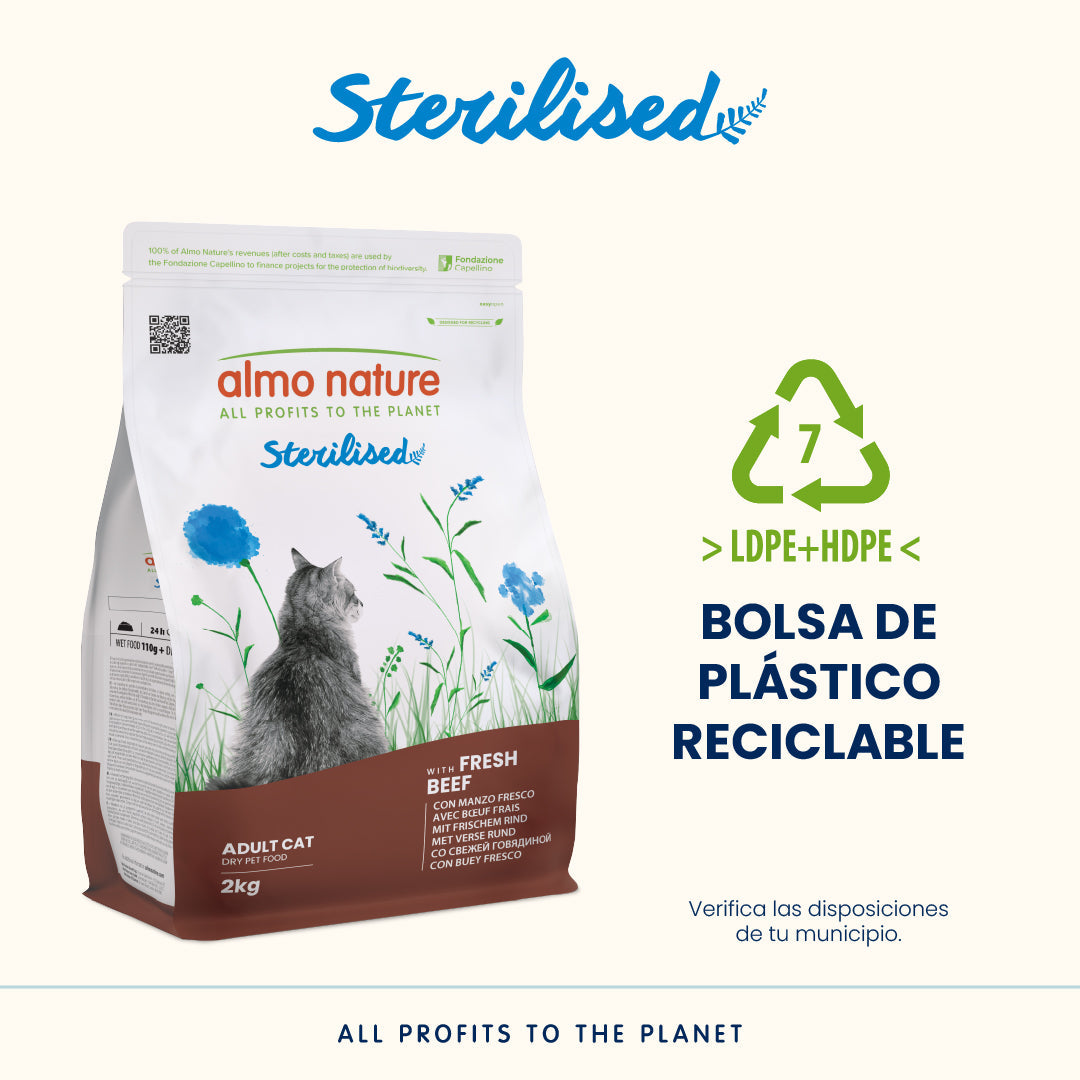 Almo Nature Adult Sterilised Buey Fresco Pienso para Gatos al mejor precio -Todoanimal.es
