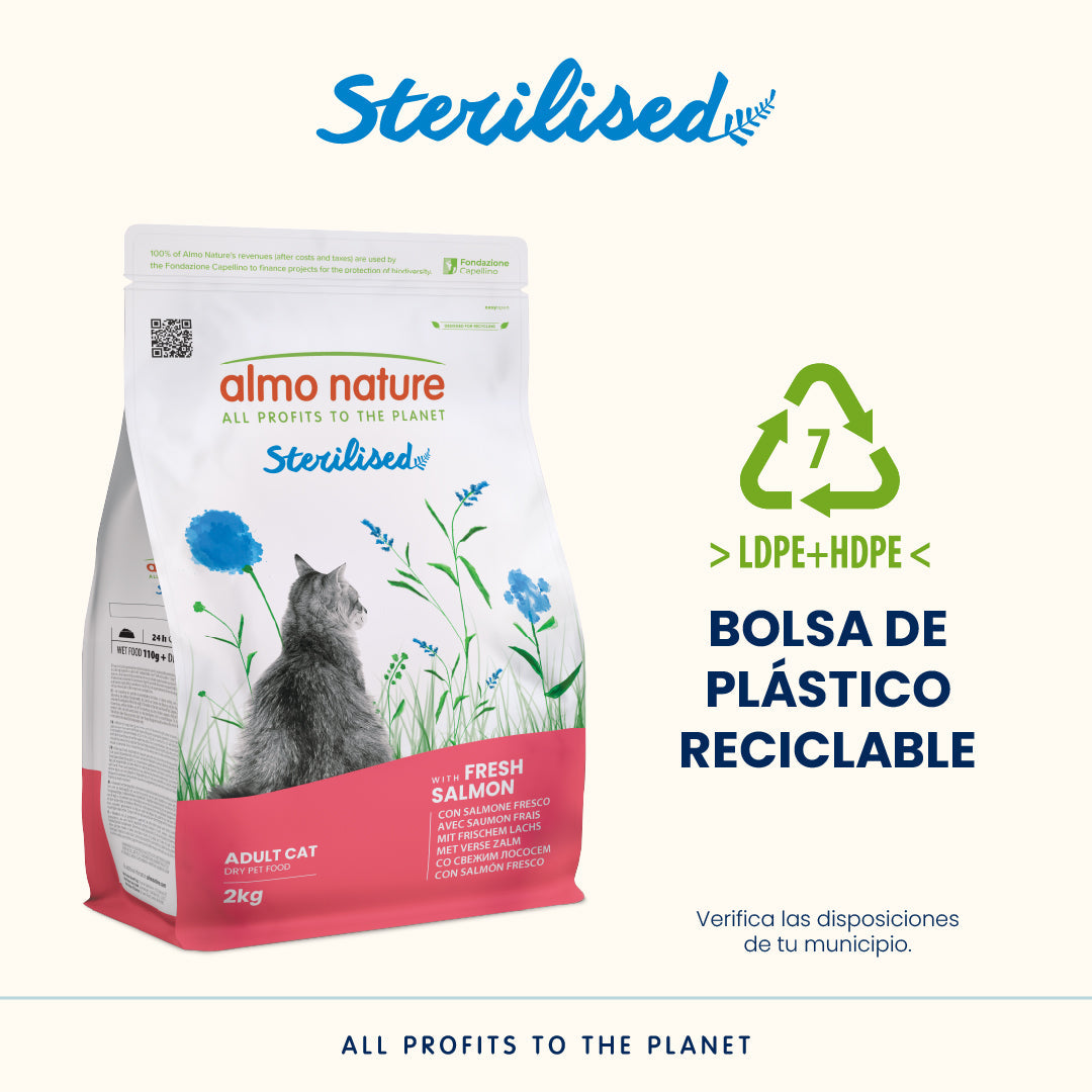 Almo Nature Adult Sterilised Salmón Fresco Pienso para Gatos al mejor precio -Todoanimal.es