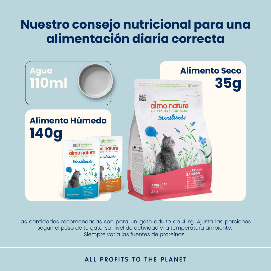 Almo Nature Adult Sterilised Salmón Fresco Pienso para Gatos al mejor precio -Todoanimal.es