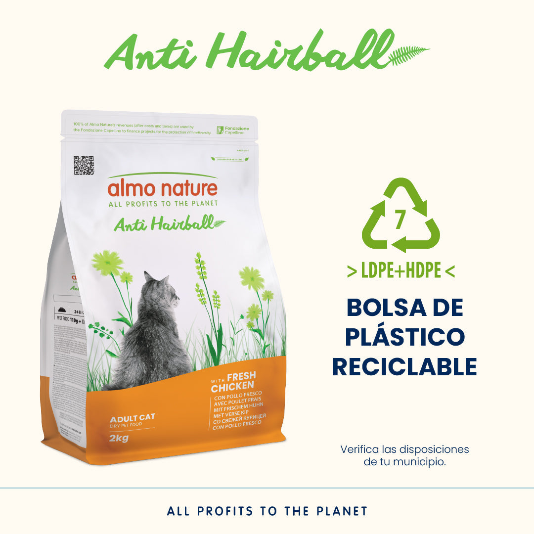 Almo Nature Anti Hairball Pollo Fresco Pienso para Gatos al mejor precio -Todoanimal.es