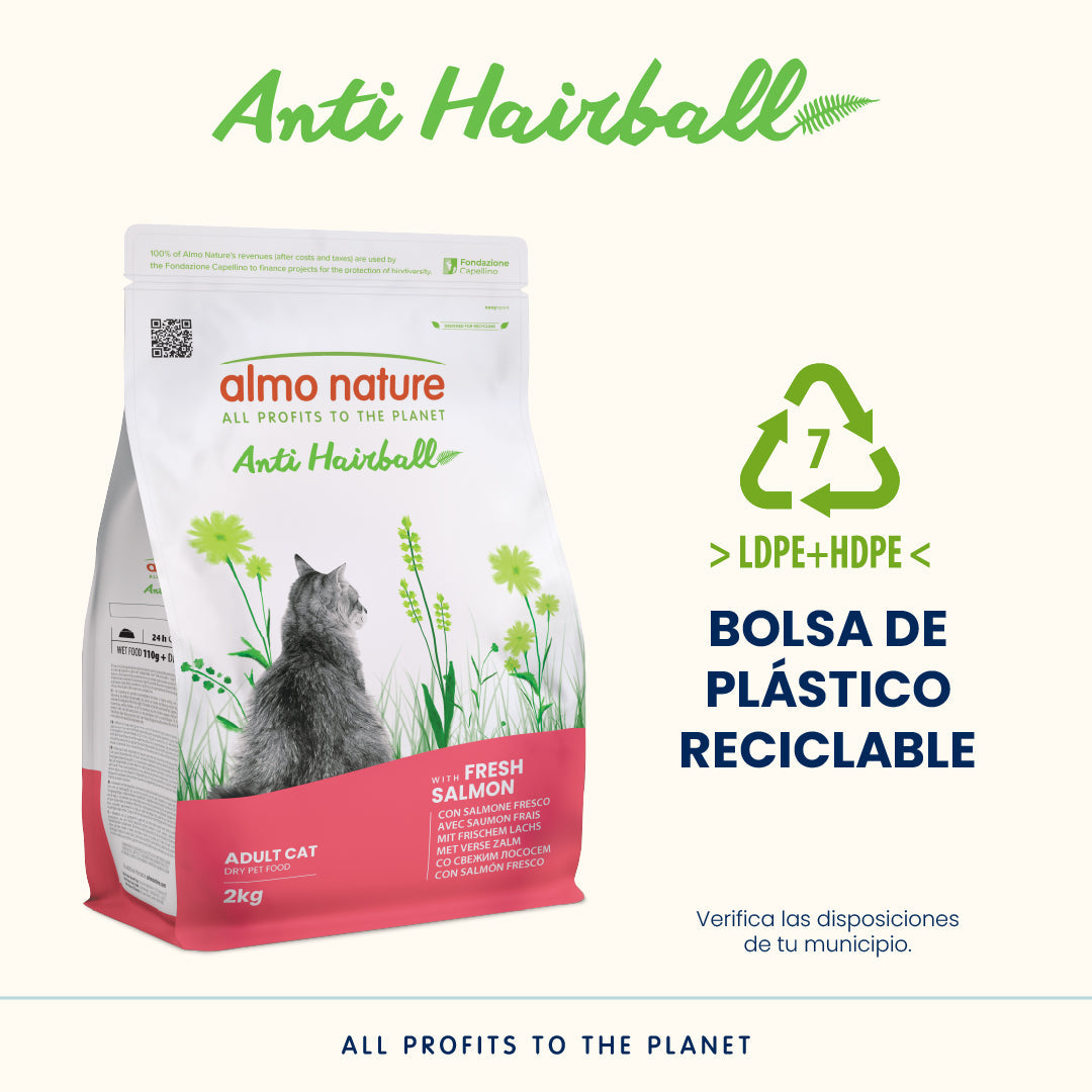 Almo Nature Anti Hairball Salmón Fresco Pienso para Gatos al mejor precio -Todoanimal.es