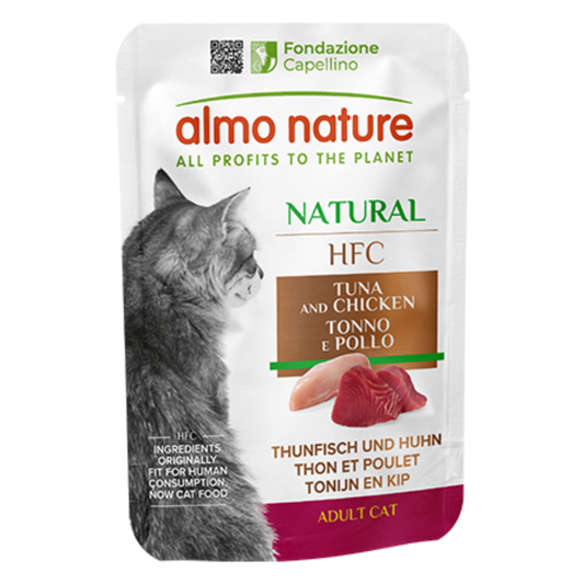 Almo Nature Cat Hfc Pouche 55 g Pollo y Atún al mejor precio -Todoanimal.es
