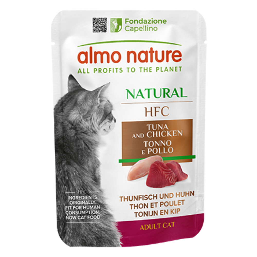Almo Nature Cat Hfc Pouche 55 g Pollo y Atún al mejor precio -Todoanimal.es