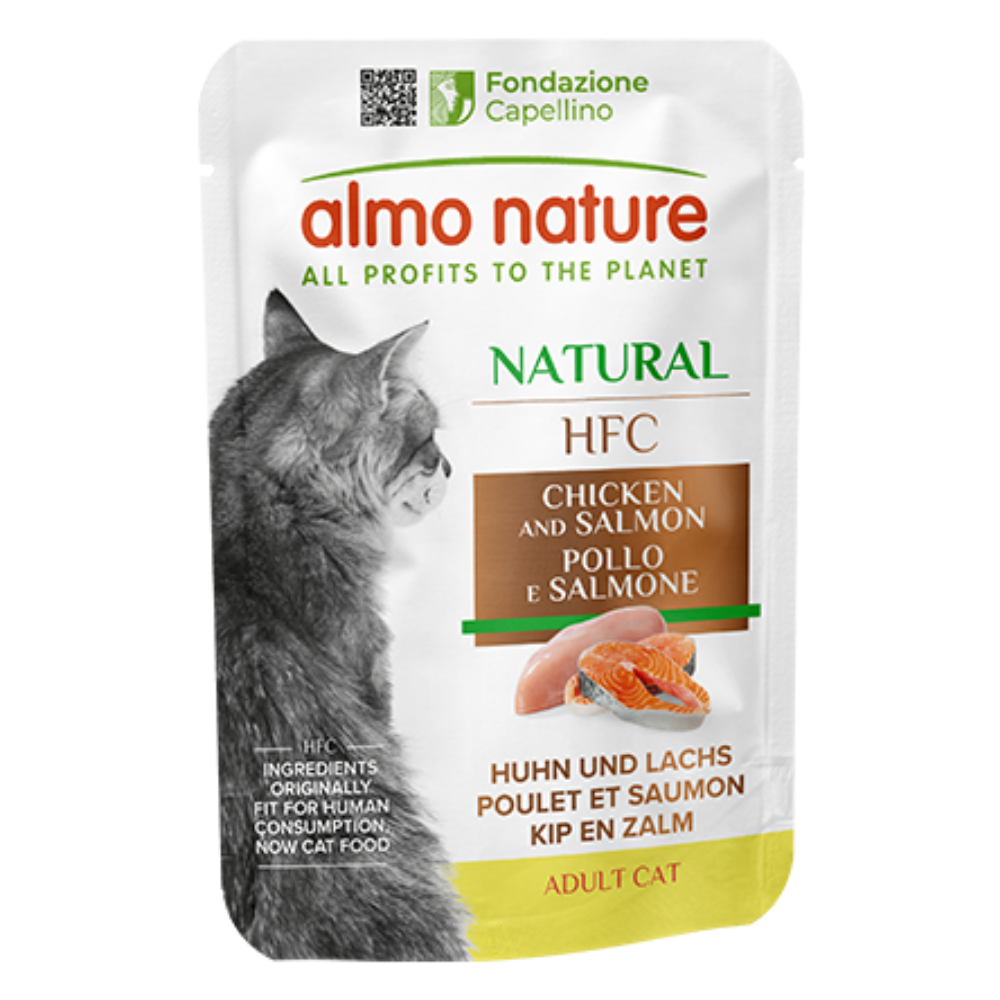 Almo Nature Cat Hfc Pouche 55 g Pollo y Salmón al mejor precio -Todoanimal.es