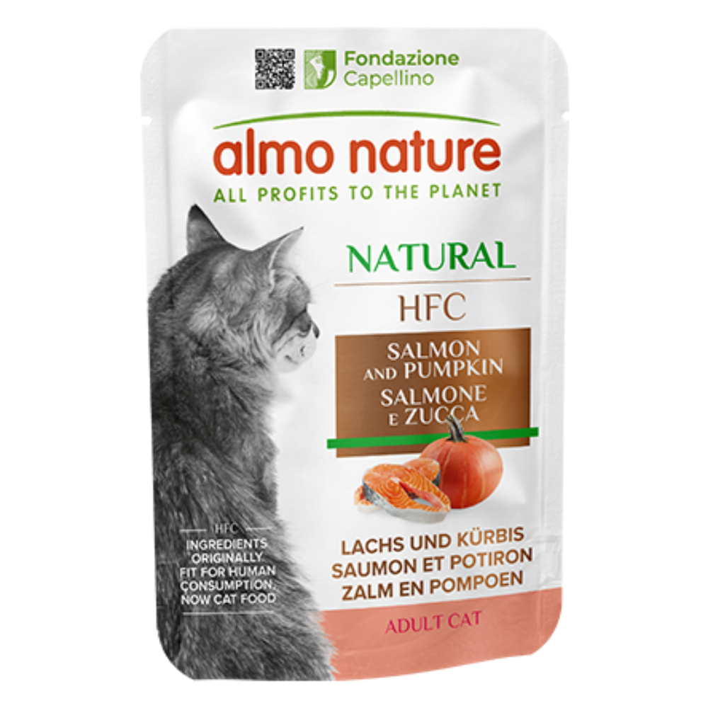 Almo Nature Cat Hfc Pouche 55 g Salmón y Calabaza al mejor precio -Todoanimal.es