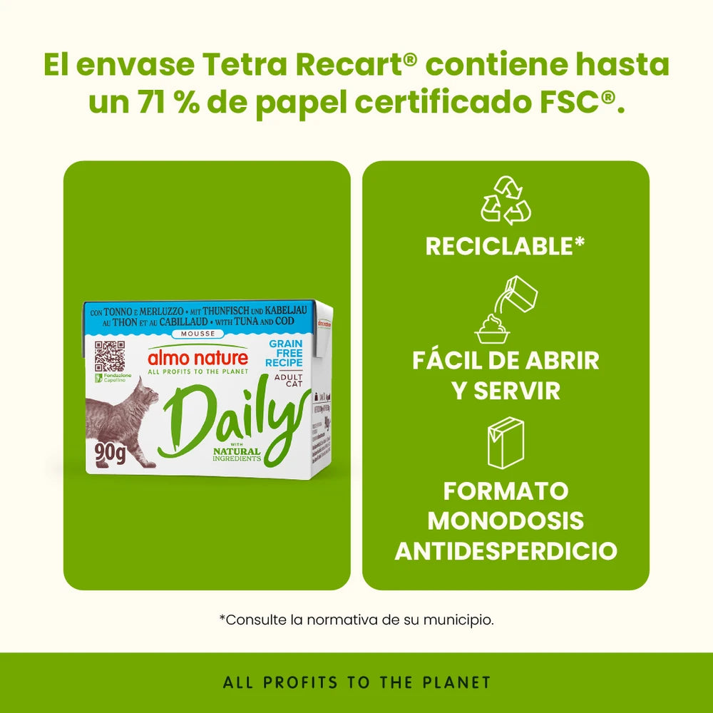 Almo Nature Daily Atún y Bacalao Brick Comida Húmeda para Gatos al mejor precio -Todoanimal.es