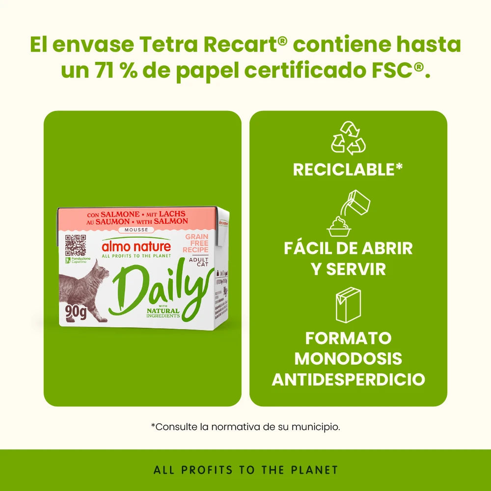 Almo Nature Daily Salmón Brick Comida Húmeda para Gatos al mejor precio -Todoanimal.es