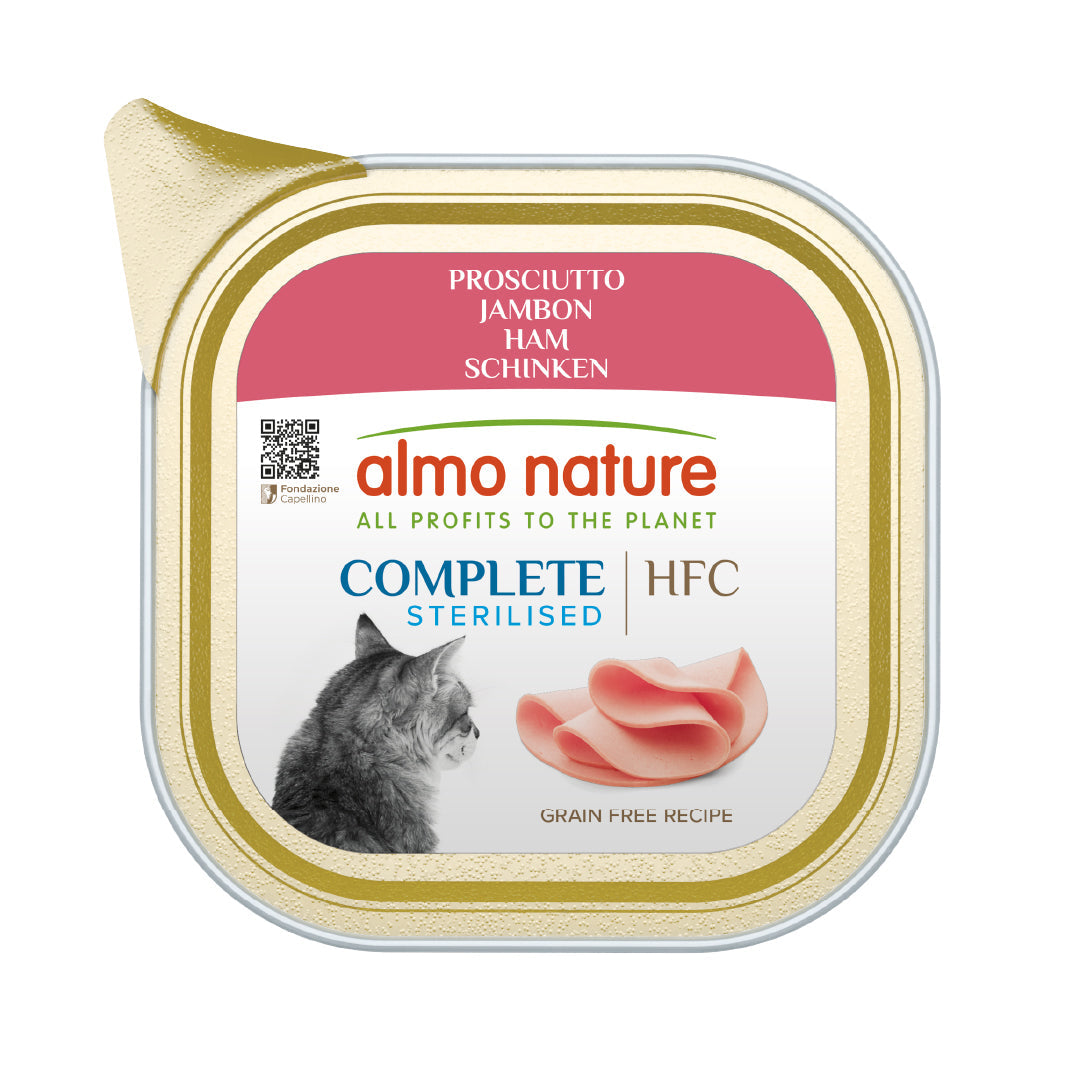 Almo Nature HFC Complete Sterilized Jamón Tarrina Comida Húmeda para Gatos al mejor precio -Todoanimal.es