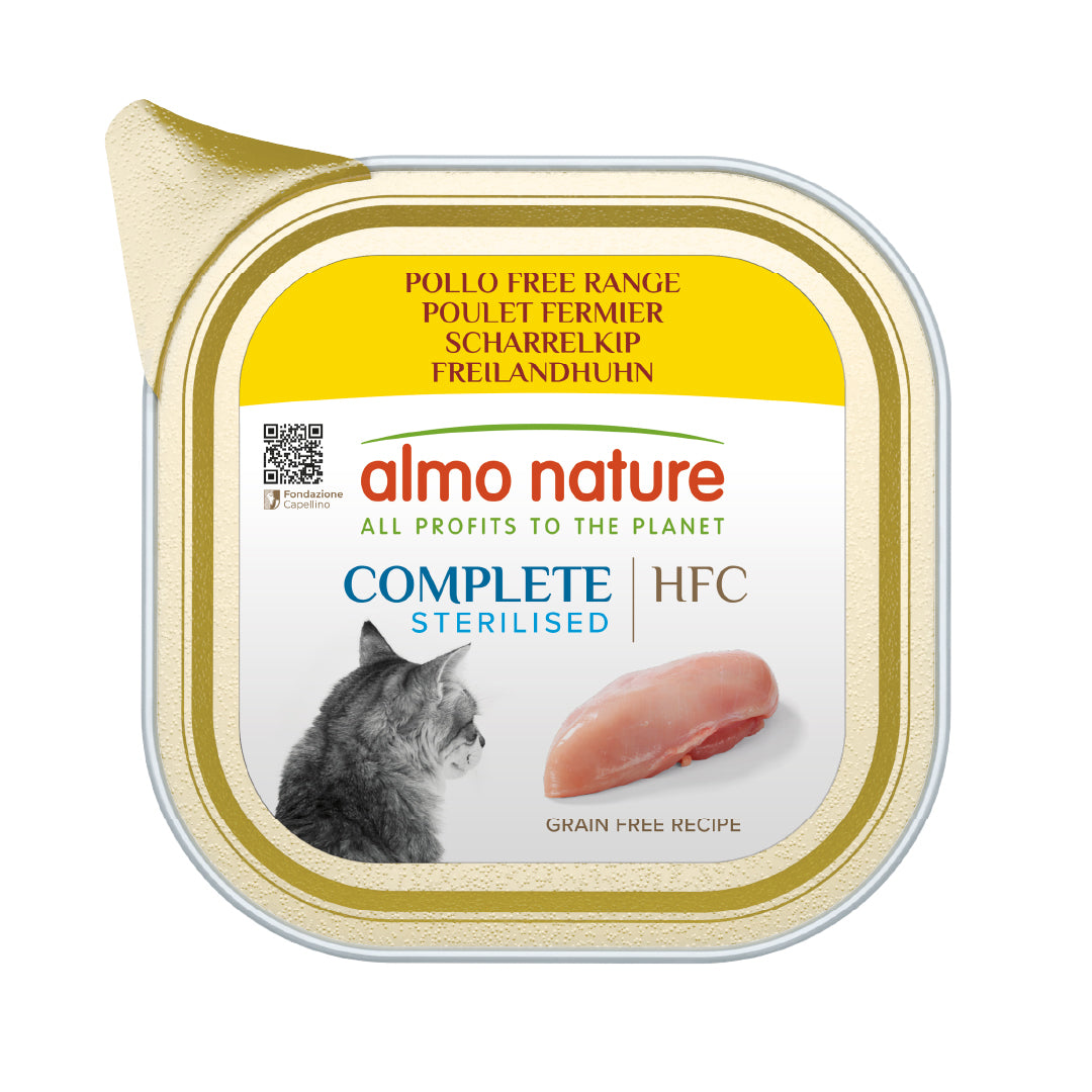 Almo Nature HFC Complete Sterilized Pollo de Corral Tarrina Comida Húmeda para Gatos al mejor precio -Todoanimal.es