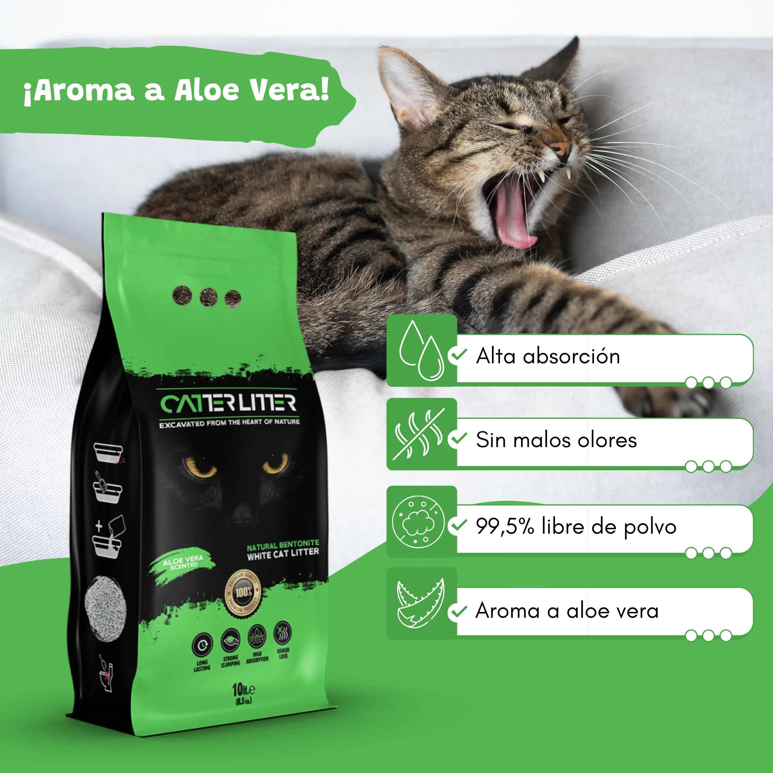 Arena Aglomerante Aloe Vera para Gatos 10L Catter Litter CATTER LITTER