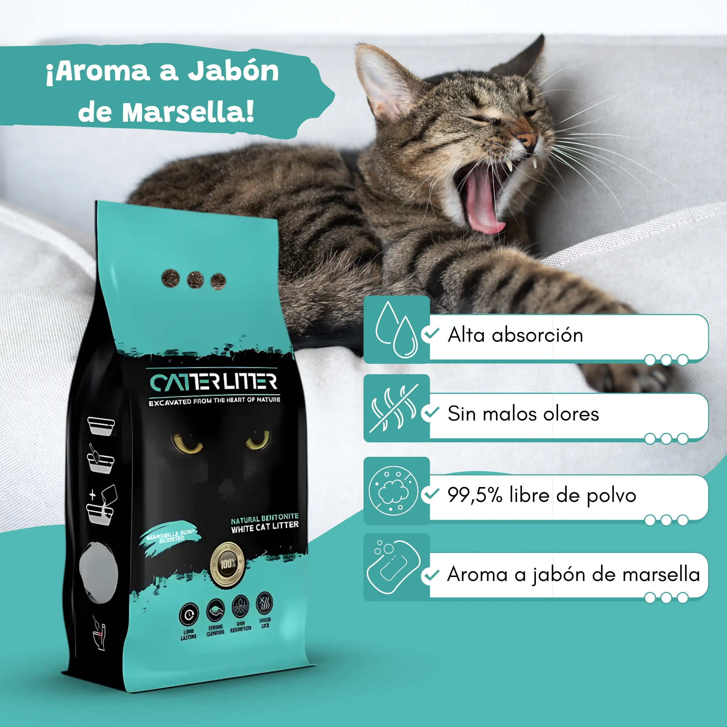 Arena Aglomerante Jabón de Marsella para Gatos Catter Litter CATTER LITTER