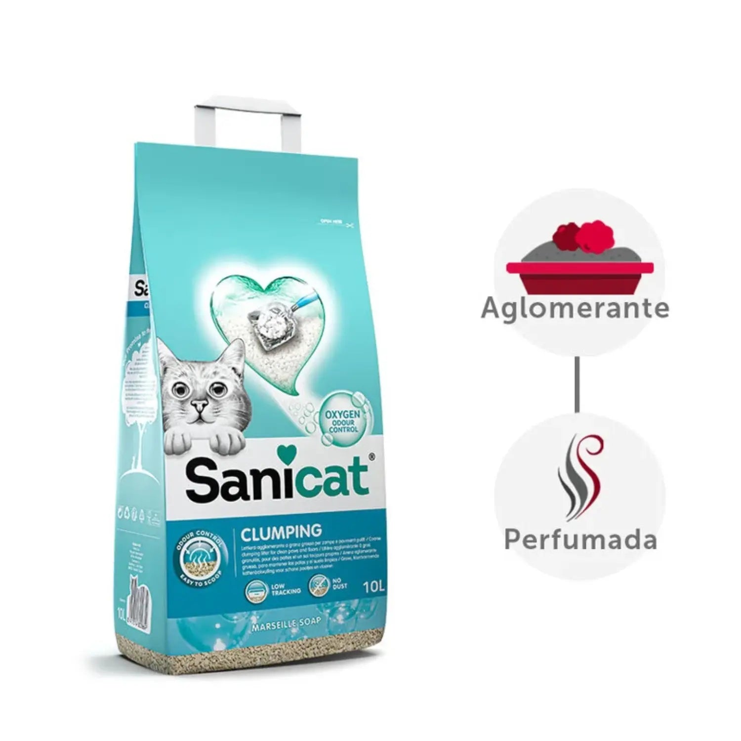 Arena Gato Aglomerante Sanicat Oxygen Power Marsella 10L SANICAT