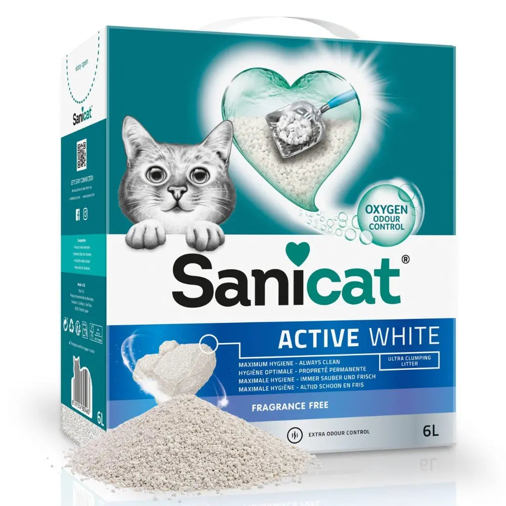 Arena para Gatos Sanicat Aglomerante Sin Olor 6L - Active White - Máxima Higiene SANICAT