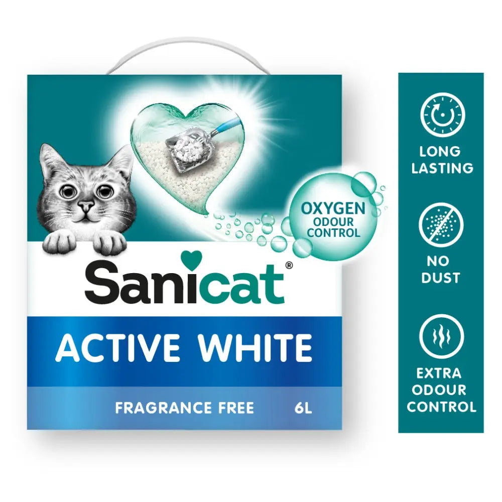 Arena para Gatos Sanicat Aglomerante Sin Olor 6L - Active White - Máxima Higiene SANICAT