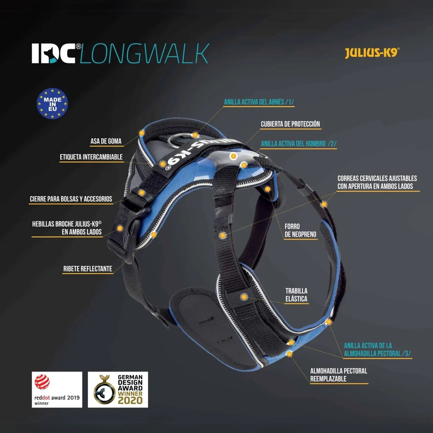 Arnés Julius K9 Longwalk Light para Perros al mejor precio -Todoanimal.es