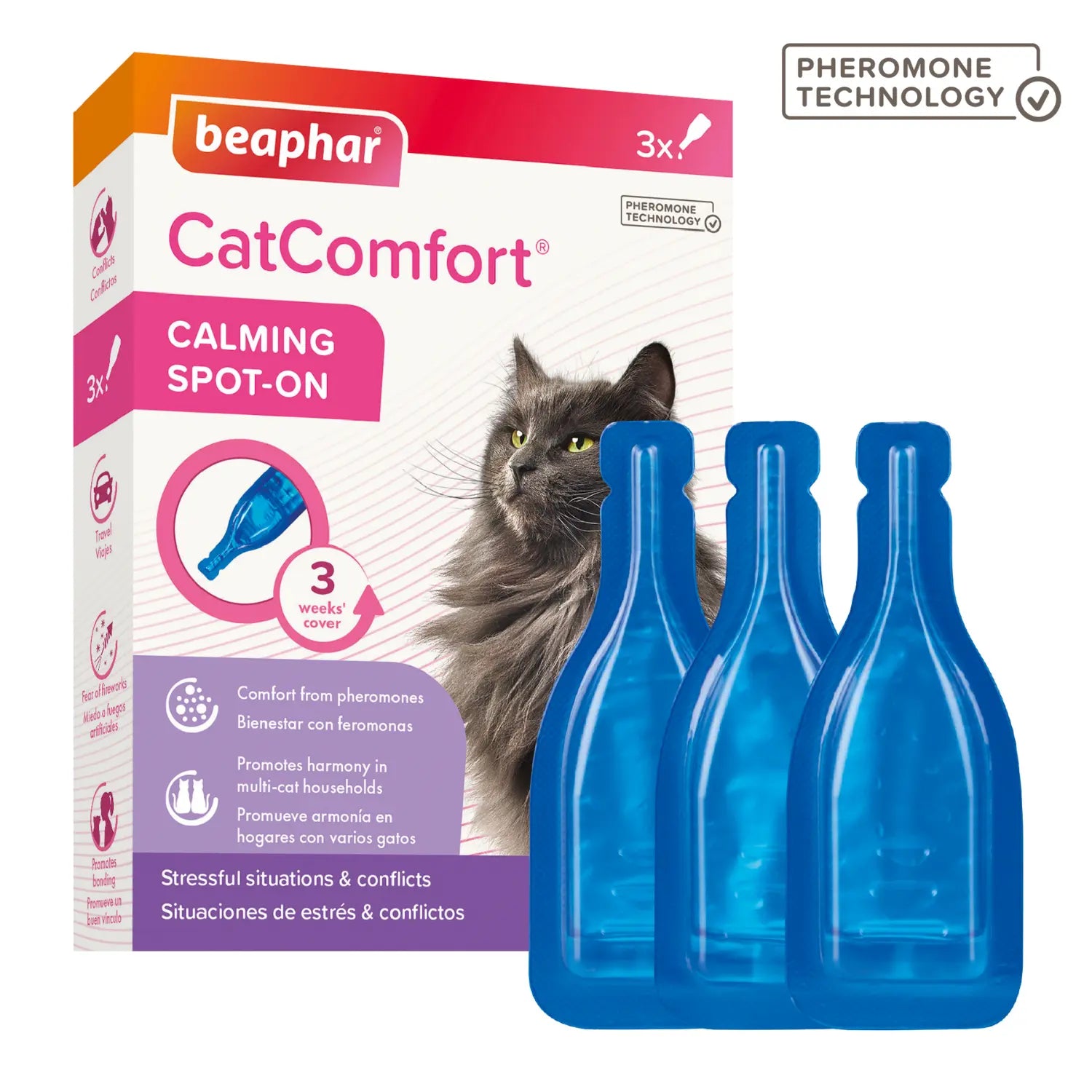 Beaphar Catcomfort 3 Pipetas Antiestrés con Feromonas para Gatos BEAPHAR