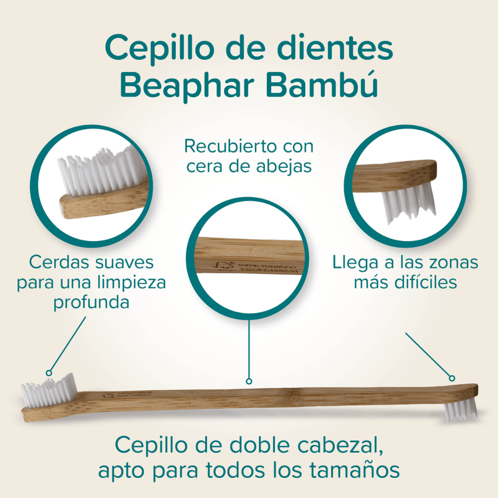 Beaphar Cepillo de Dientes Ecológico de Bambú con Doble Cabezal para Perros y Gatos al mejor precio -Todoanimal.es
