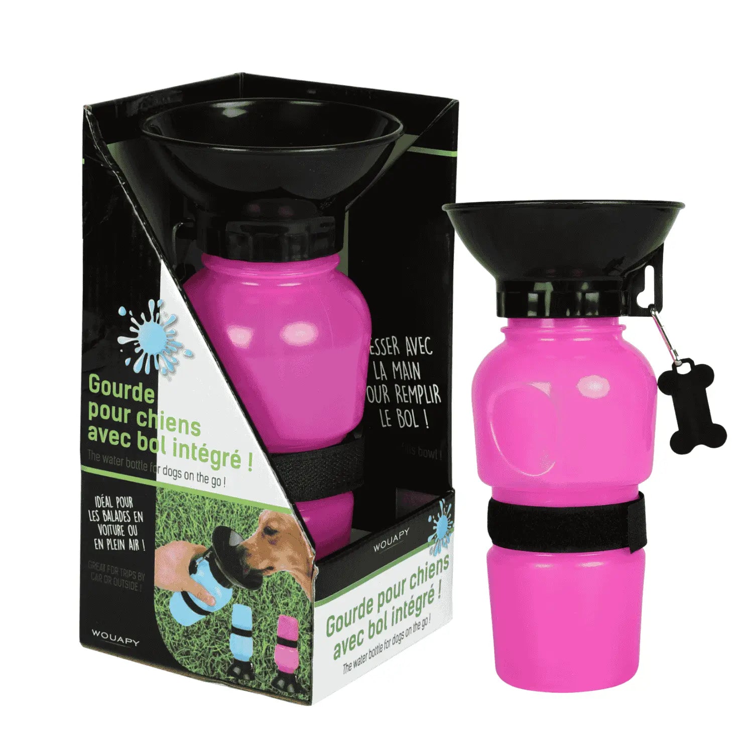 Bebedero Perro Wouapy Con Bol Integrado 500Ml Colores Rosa y Azul WOUAPY