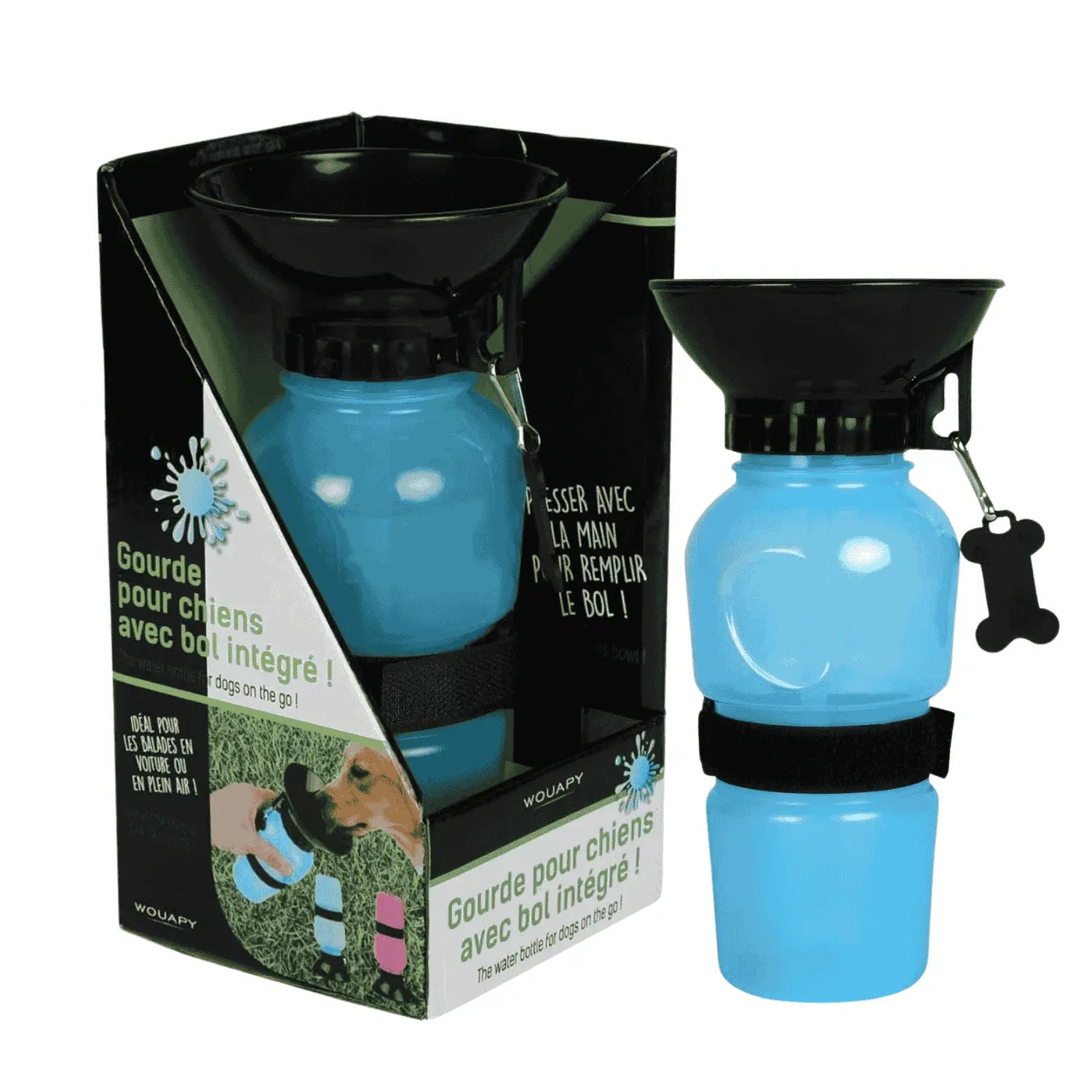Bebedero Perro Wouapy Con Bol Integrado 500Ml Colores Rosa y Azul WOUAPY