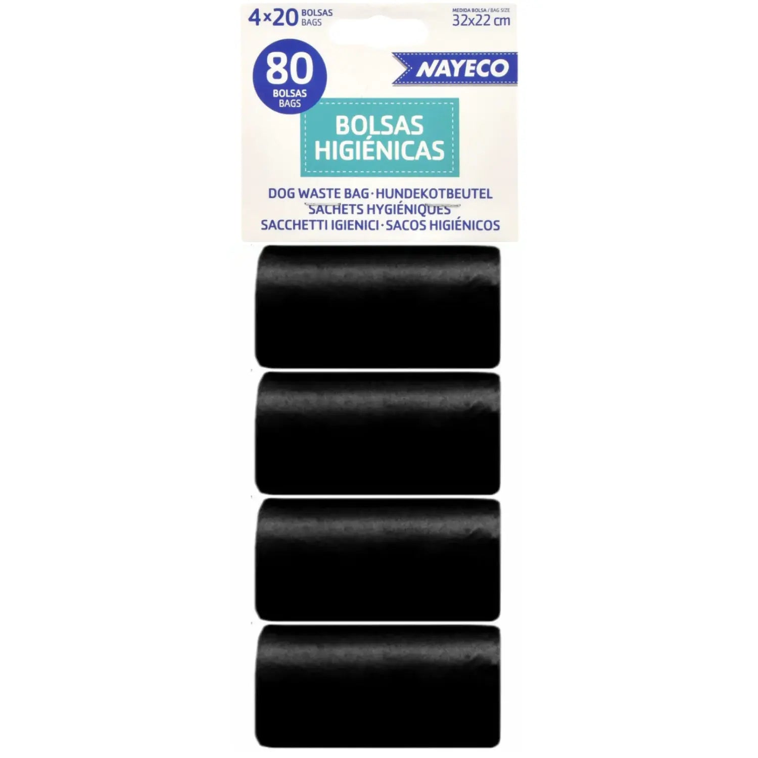 Bolsas Higiénicas 4 Rollos De 20 Bolsas Negro NAYECO