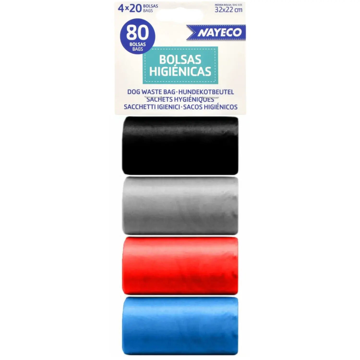 Bolsas Higiénicas 4 Rollos De 20 Bolsas Negro/Plata/Rojo/Azul NAYECO