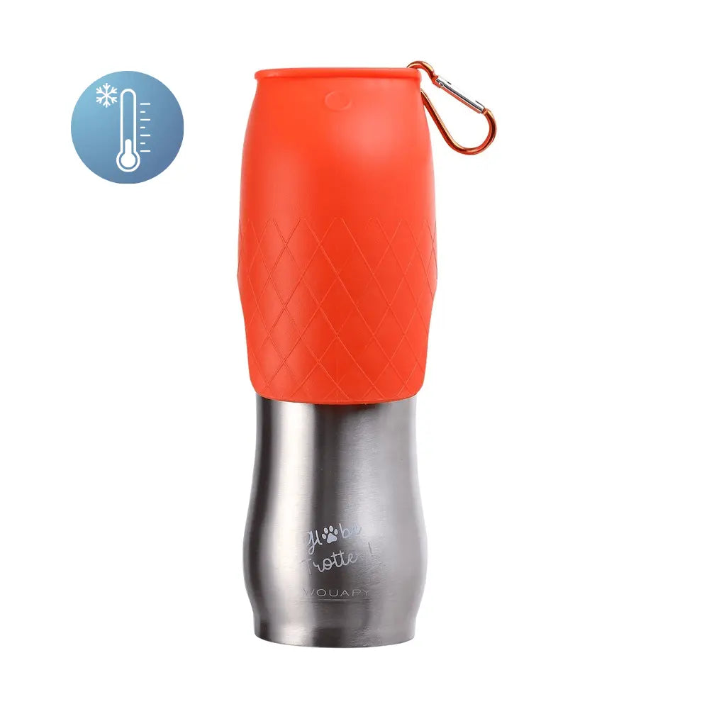 Botella Termo de Acero Inoxidable con Cuenco Bebedero Agua Fría para Perros Wouapy al mejor precio -Todoanimal.es