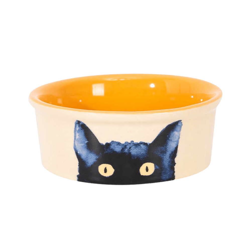 Bowl de Cerámica Black Cat Handcrafted Amarillo 180 ml Comedero Artesanal para Gatos Freedog al mejor precio -Todoanimal.es