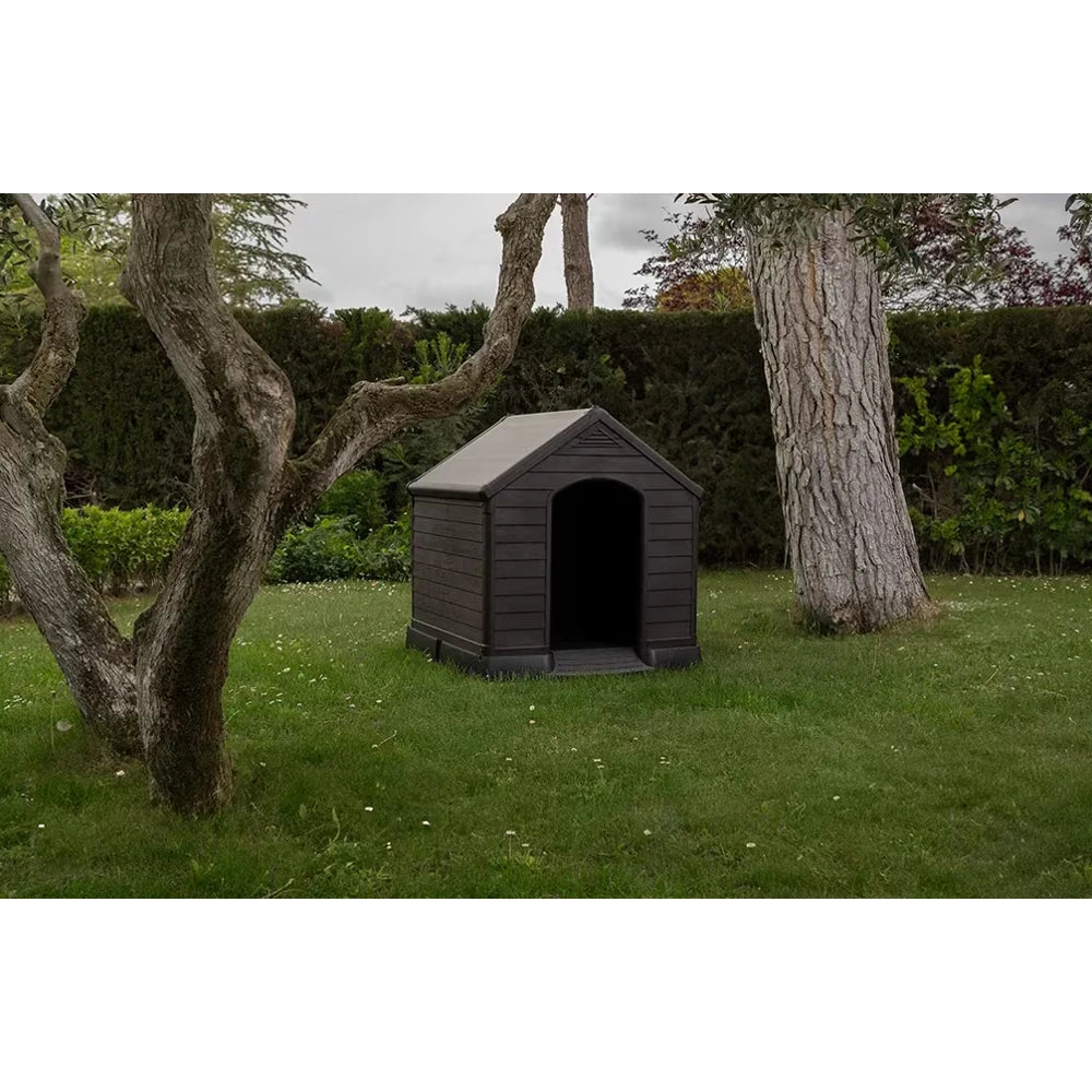Caseta Perro Resina Curver 95x99x99 cm Marrón/Gris al mejor precio -Todoanimal.es