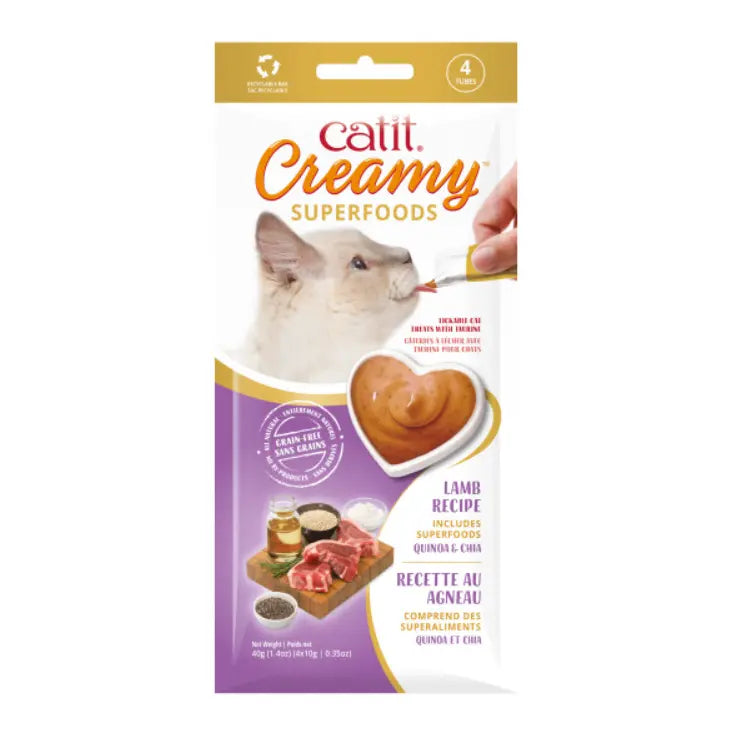 Catit Creamy Snack Superfood Cordero Con Quinoa Y Chía Pack 4X10G ROLF C HAGEN ESPAÑA, S.A.