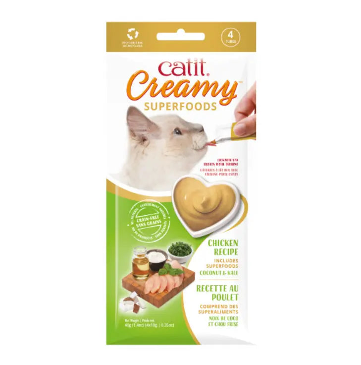 Catit Creamy Snack Superfood Pollo Con Coco Y Kale Pack 4X10G ROLF C HAGEN ESPAÑA, S.A.