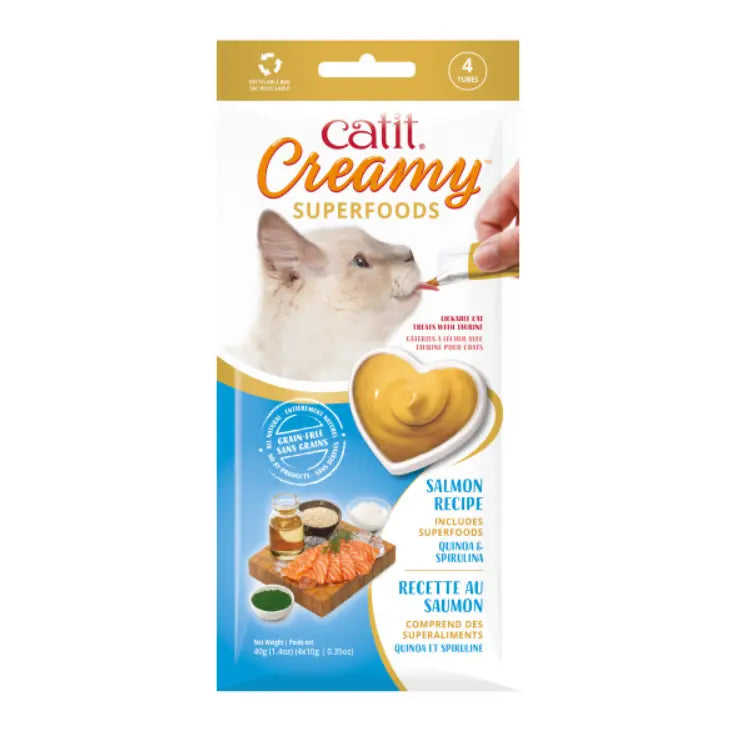 Catit Creamy Snack Superfood Salmón Con Quinoa Y Espirulina Pack 4X10G ROLF C HAGEN ESPAÑA, S.A.