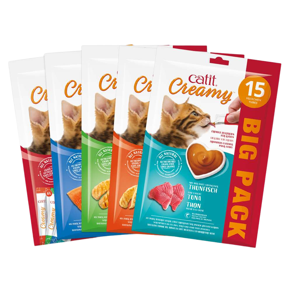 Catit Creamy Snack Surtido Pack 15X10 g al mejor precio -Todoanimal.es