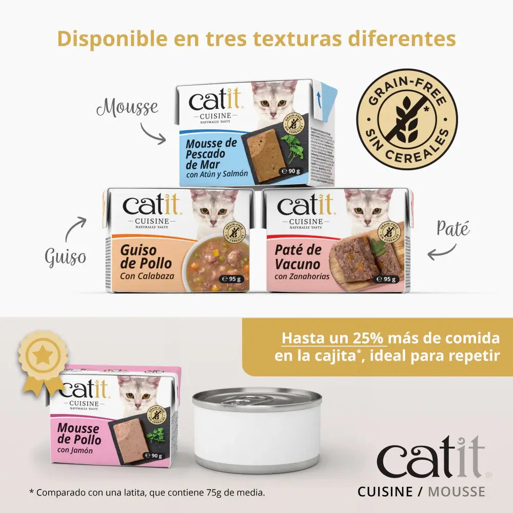 Catit Cuisine Mousse de Pollo con Jamón 90 g al mejor precio -Todoanimal.es