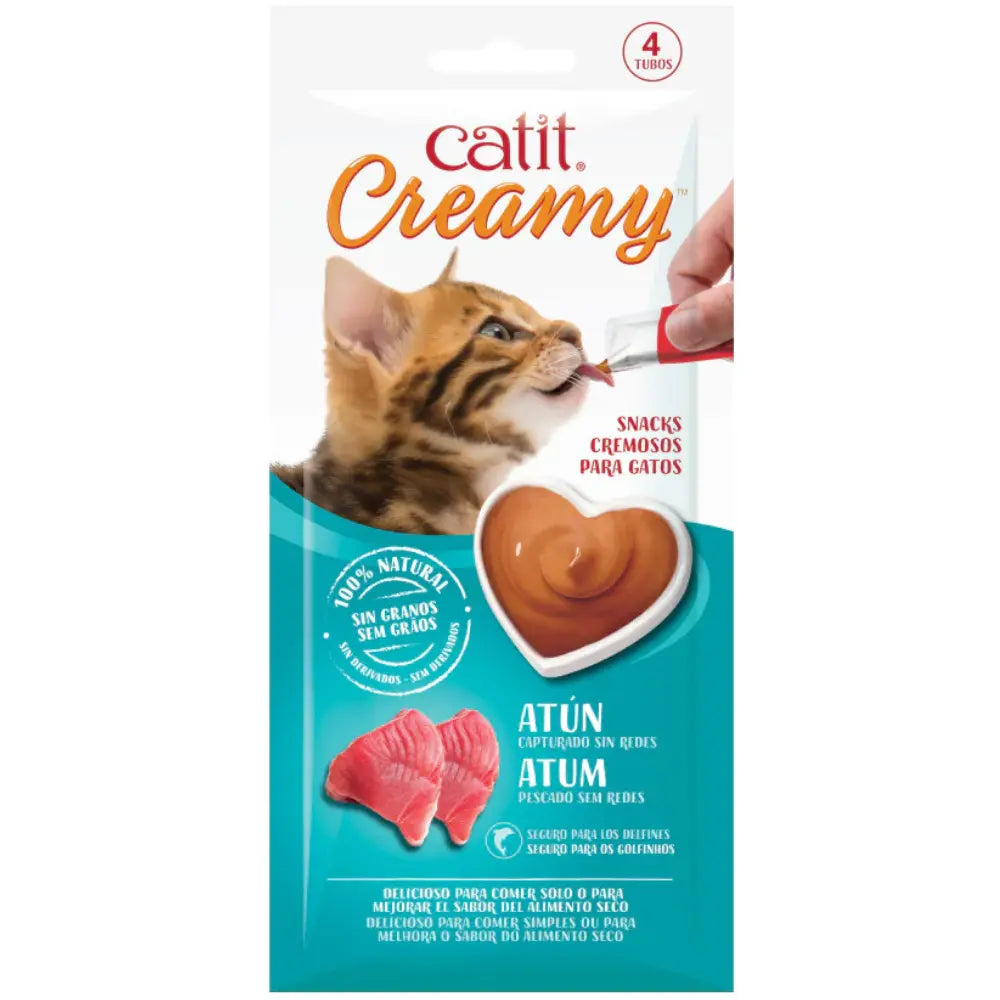 Catit Snack Gatos Creamy Liquido Atún 4X10 g al mejor precio -Todoanimal.es