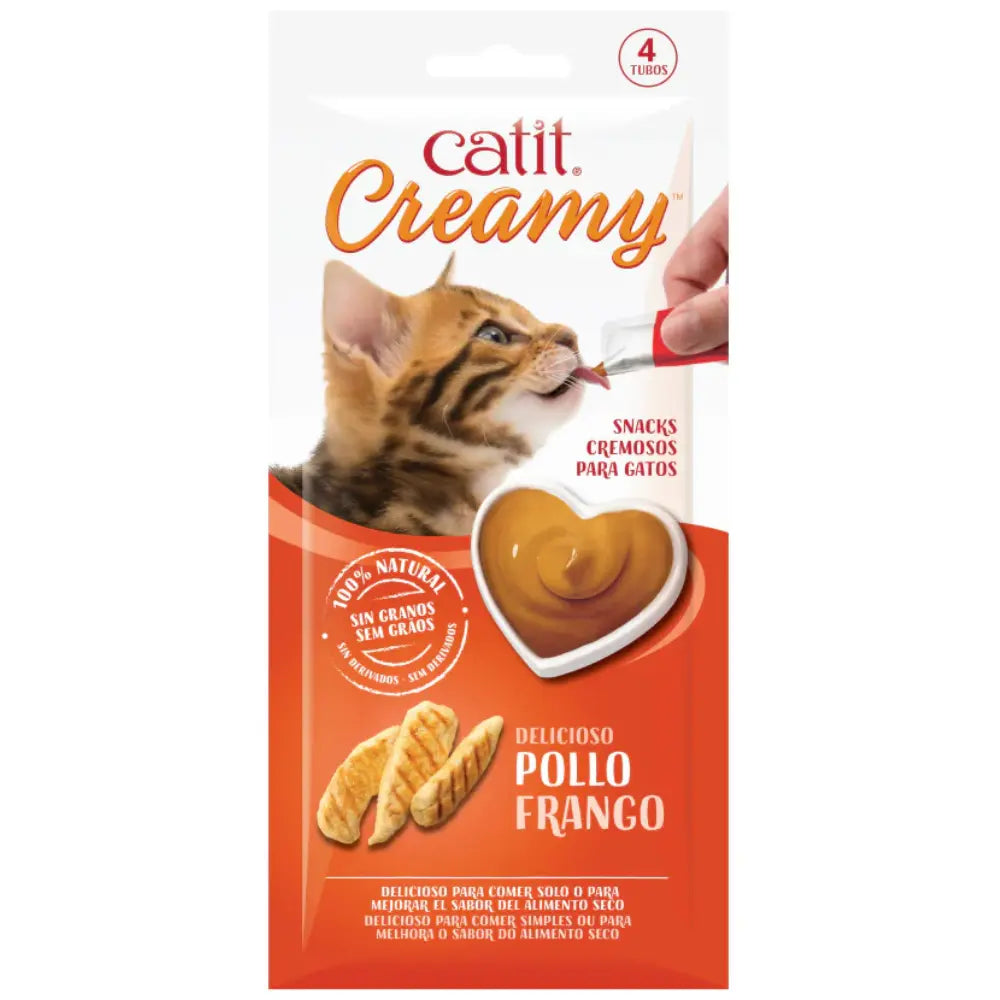 Catit Snack Gatos Creamy Liquido Pollo 4X10 g al mejor precio -Todoanimal.es