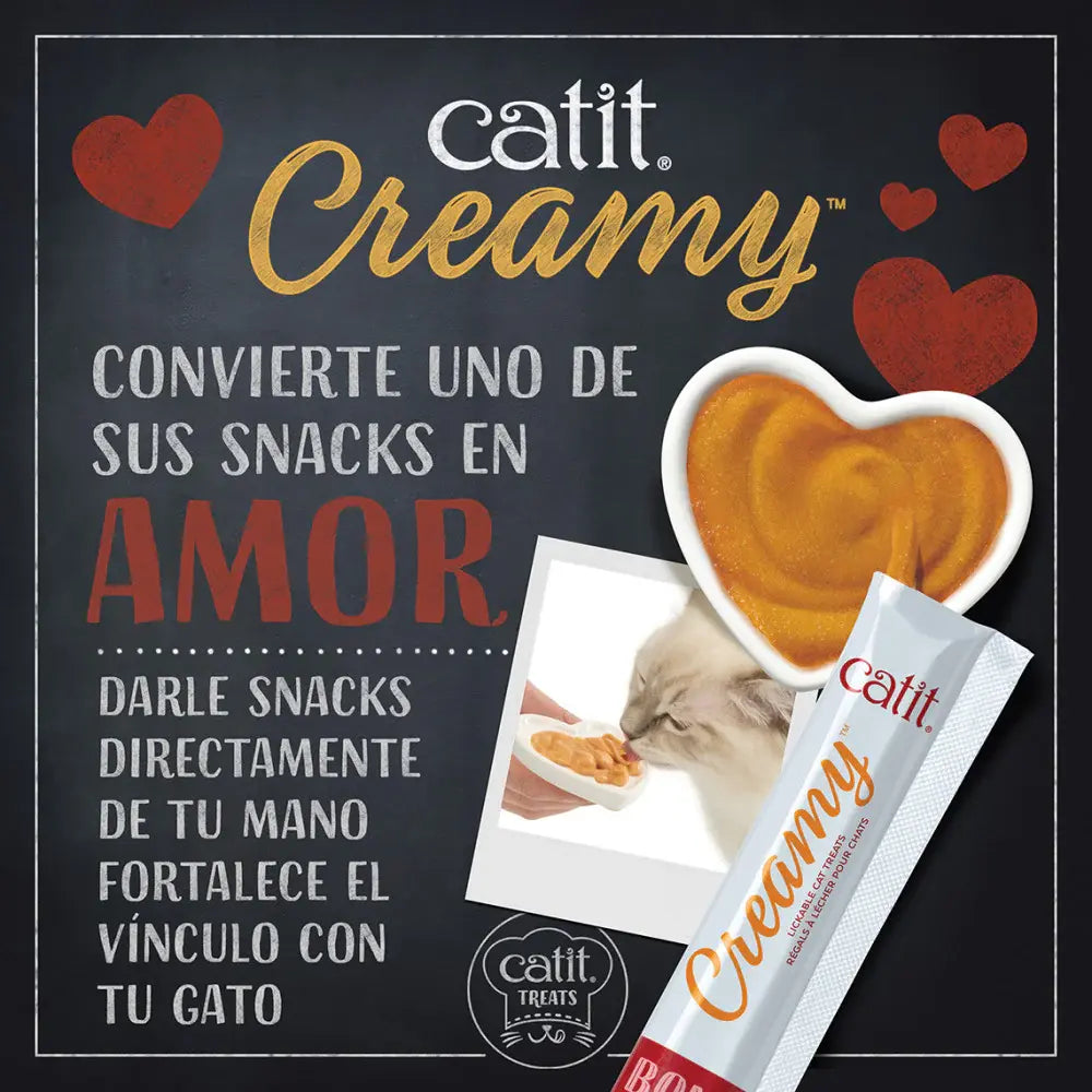 Catit Snack Gatos Creamy Liquido Salmón/Gambas 4X10 g al mejor precio -Todoanimal.es