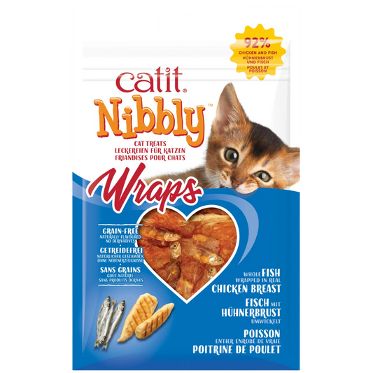 Catit Snack Nibbly Wraps Pollo&Pescado Gatos 30 g al mejor precio -Todoanimal.es